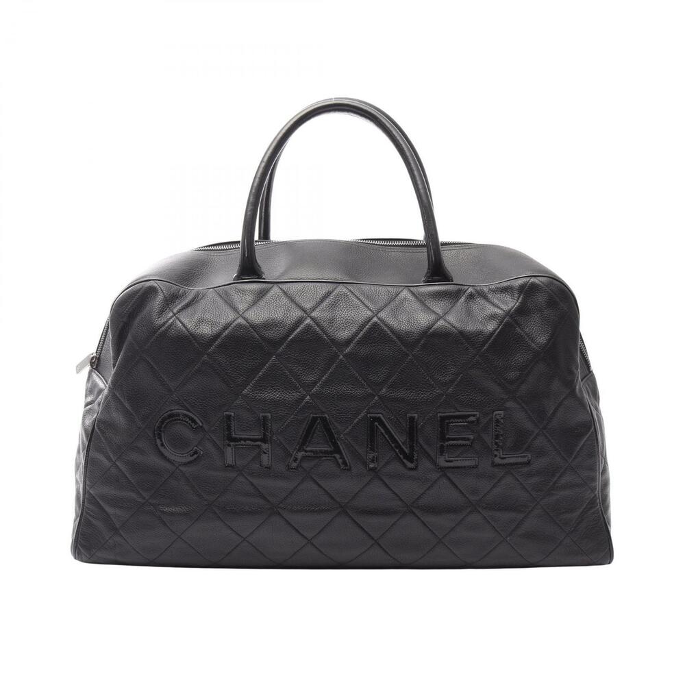 Chanel Matelasse Boston Bag Calfskin Cowhide Black